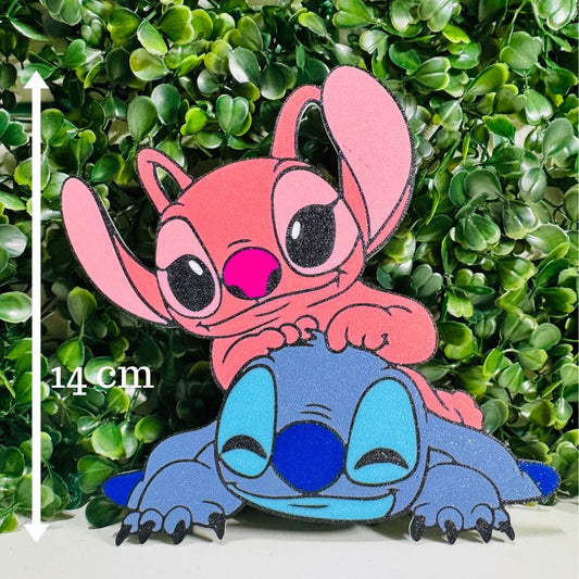 Topper de Bolo - Stitch e Angel